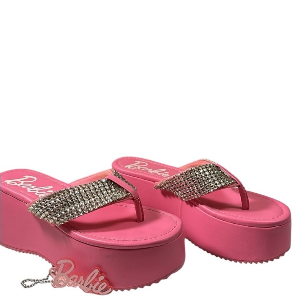 Forever 21 Pink Platform Sandals with Rhinestone Embellishments